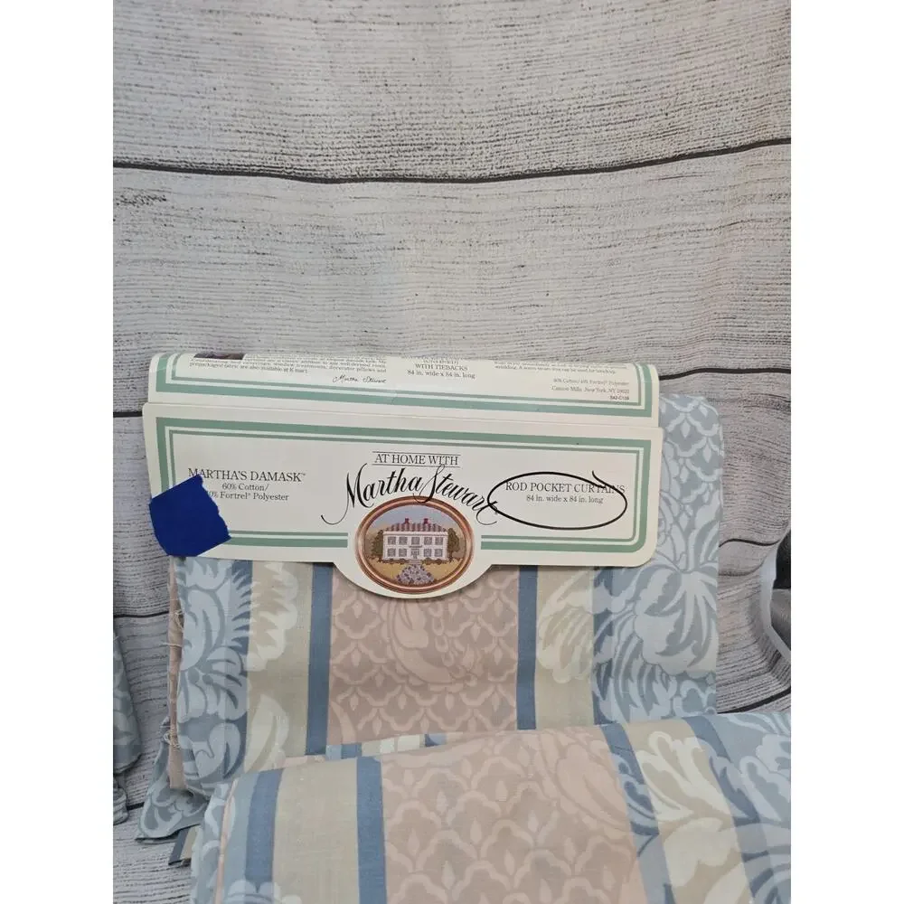 Large Lot Martha Stewart Damask Rod Pocket Curtains & 1 Valance. See Measurement